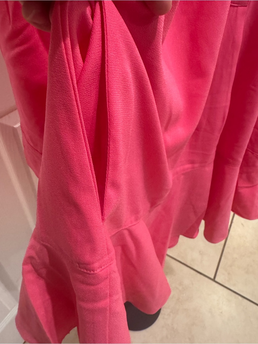 Tuckernuck Bright Pink Button-Front Ruffle Hem Tunic Shirt Dress Size M NWT - Picture 6 of 9